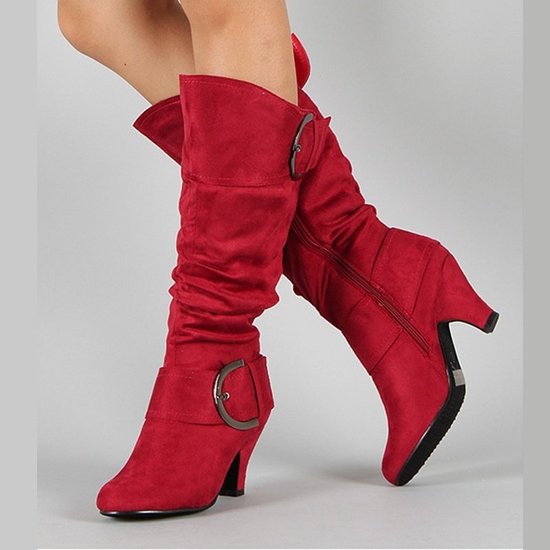 Women Flocking Booties Casual Knee High Ladies Plus Size Shoes